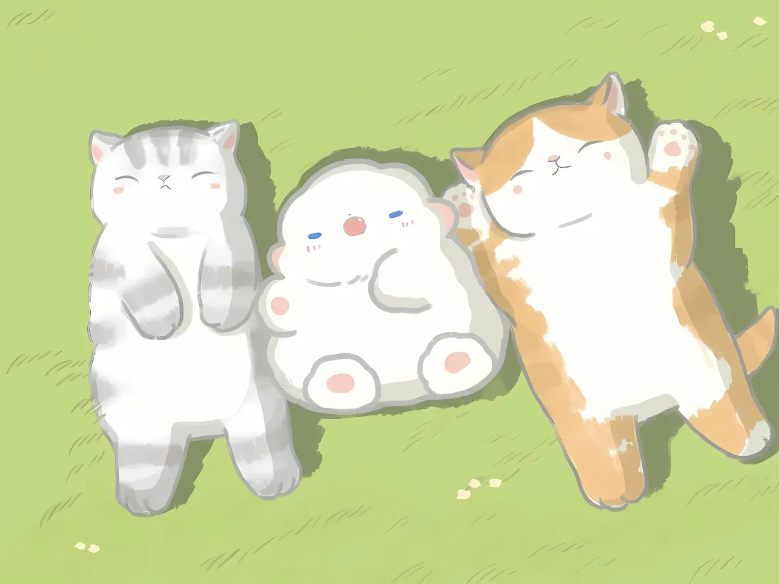 2k卡通小猫团子壁纸|草地背景 - 可爱治愈「哲风壁纸」 2k卡通小猫团子壁纸|草地背景 - 可爱治愈「哲风壁纸」