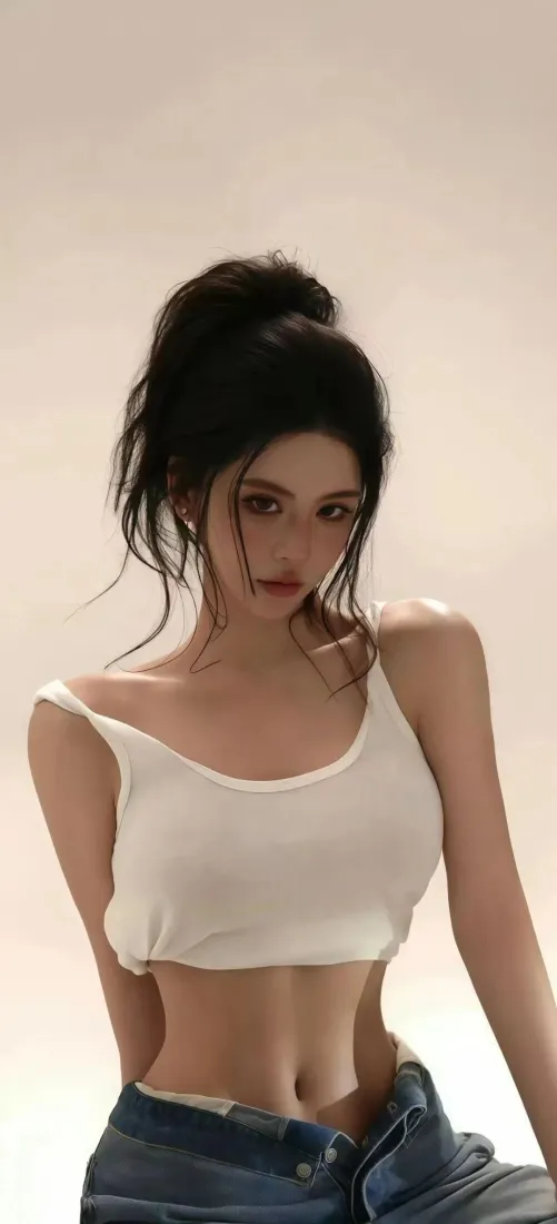 白衣美女手机壁纸|灰白背景 - 牛仔裤「哲风壁纸」 白衣美女手机壁纸|灰白背景 - 牛仔裤「哲风壁纸」