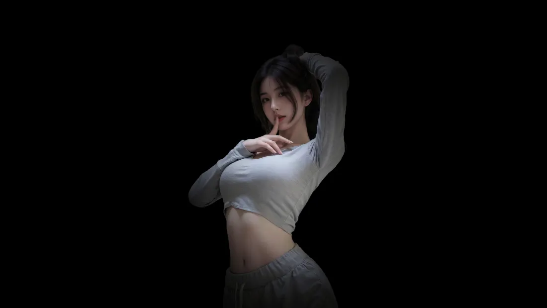 4k光影美女壁纸｜暗黑背景 - 性感迷人嘘「哲风壁纸」