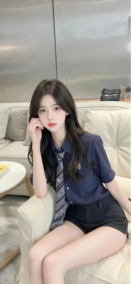蓝衣美女手机壁纸｜沙发 - 时尚穿搭「哲风壁纸」