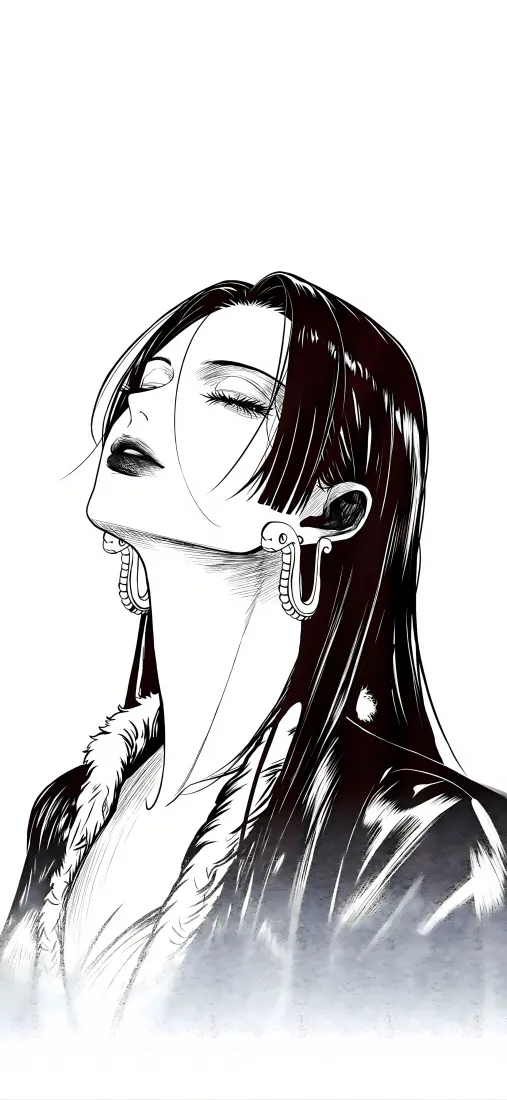 动漫人物手机壁纸|黑白插画 - 长发皮衣「哲风壁纸」 动漫人物手机壁纸|黑白插画 - 长发皮衣「哲风壁纸」