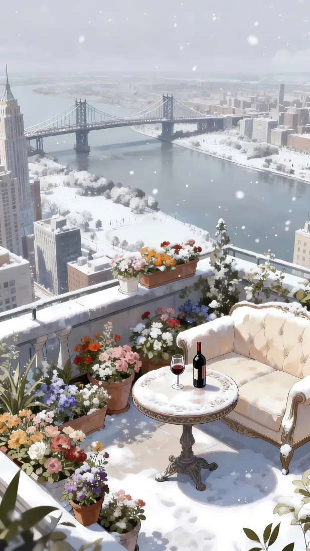 雪景露台手机壁纸|花簇红酒背景 - 城市冬雪「哲风壁纸」 雪景露台手机壁纸|花簇红酒背景 - 城市冬雪「哲风壁纸」