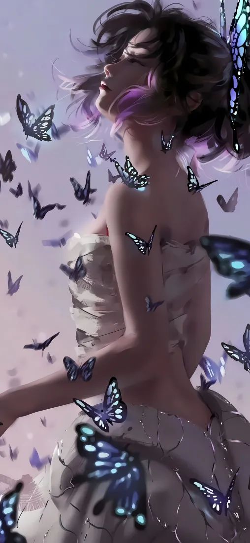 蝴蝶 白衣女子手机壁纸|梦幻蝴蝶背景 - 蓝色蝴蝶「哲风壁纸」 蝴蝶 白衣女子手机壁纸|梦幻蝴蝶背景 - 蓝色蝴蝶「哲风壁纸」