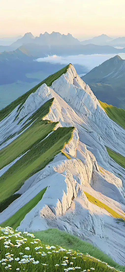 雪山手机壁纸|自然风景背景 - 草地野花晨雾「哲风壁纸」 雪山手机壁纸|自然风景背景 - 草地野花晨雾「哲风壁纸」