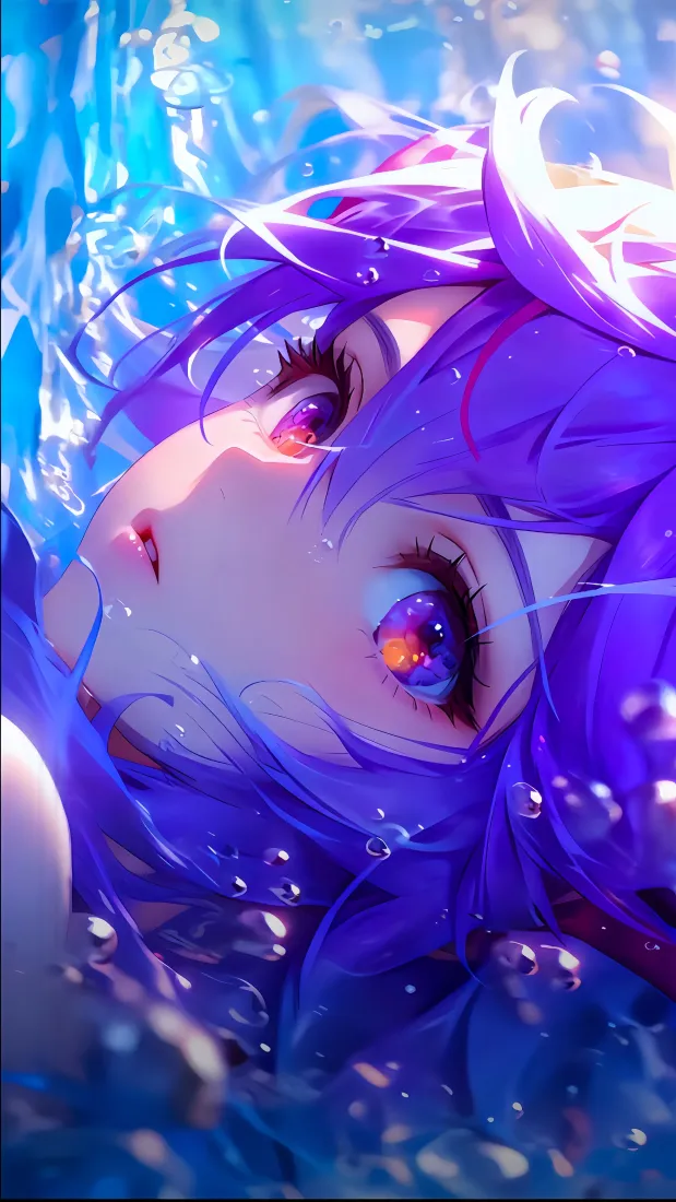 紫发少女手机壁纸|海水背景 - 二次元「哲风壁纸」 紫发少女手机壁纸|海水背景 - 二次元「哲风壁纸」