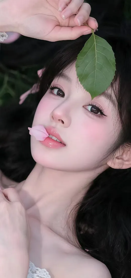 绿叶美女手机壁纸|森系背景图片 - 清新妆容「哲风壁纸」 绿叶美女手机壁纸|森系背景图片 - 清新妆容「哲风壁纸」