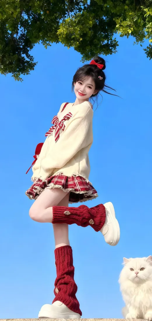 红衣美女手机壁纸|蓝天背景图片 - 白猫红袜「哲风壁纸」 红衣美女手机壁纸|蓝天背景图片 - 白猫红袜「哲风壁纸」