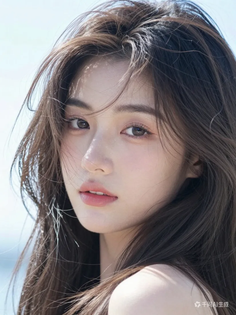 4k长发壁纸 - 海边 - 美女 - 可爱「哲风壁纸」
