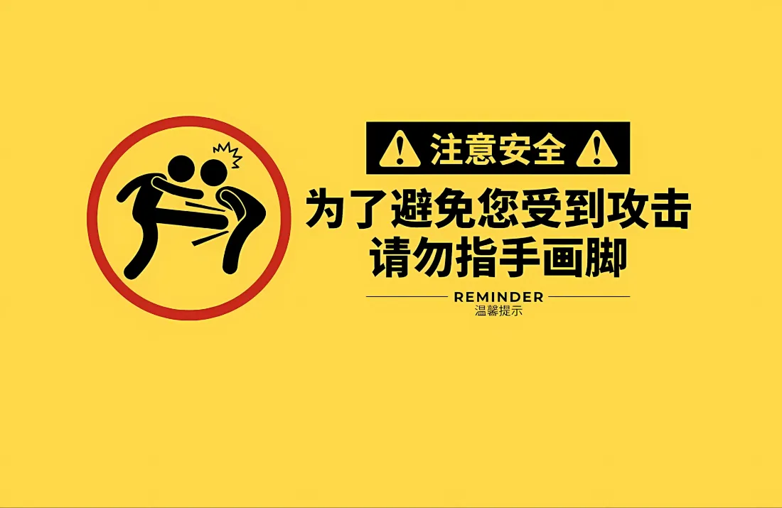 2k安全提示壁纸｜黄色背景图片 - 禁止指手画脚「哲风壁纸」