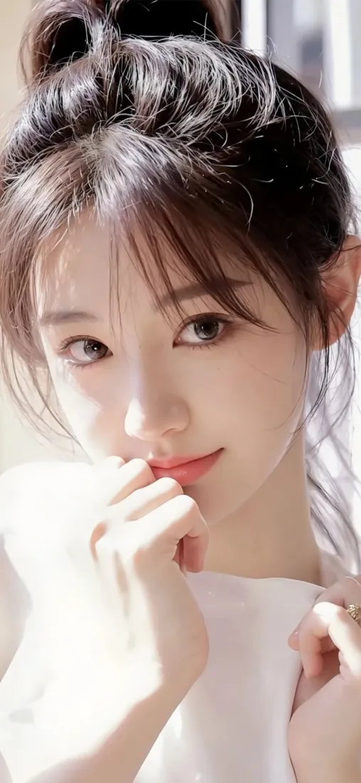 白衣美女手机壁纸｜清新背景 - 高马尾「哲风壁纸」