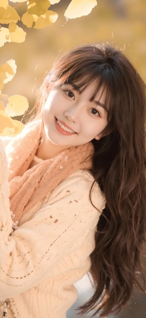 秋日美女手机壁纸|黄叶背景 - Ios「哲风壁纸」 秋日美女手机壁纸|黄叶背景 - Ios「哲风壁纸」