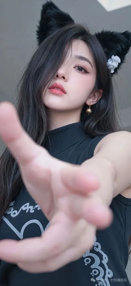 猫耳美女手机壁纸|黑衣美女背景图 - 伸手互动「哲风壁纸」 猫耳美女手机壁纸|黑衣美女背景图 - 伸手互动「哲风壁纸」