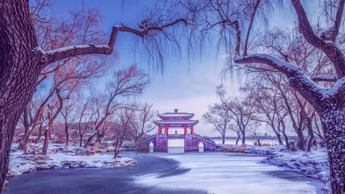 北京雪景壁纸｜古建筑背景图片 - 冬季园林「哲风壁纸」