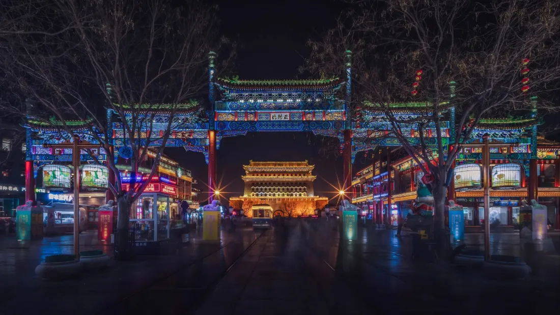 北京夜景壁纸｜城市背景图片 - 古建筑灯光牌楼「哲风壁纸」