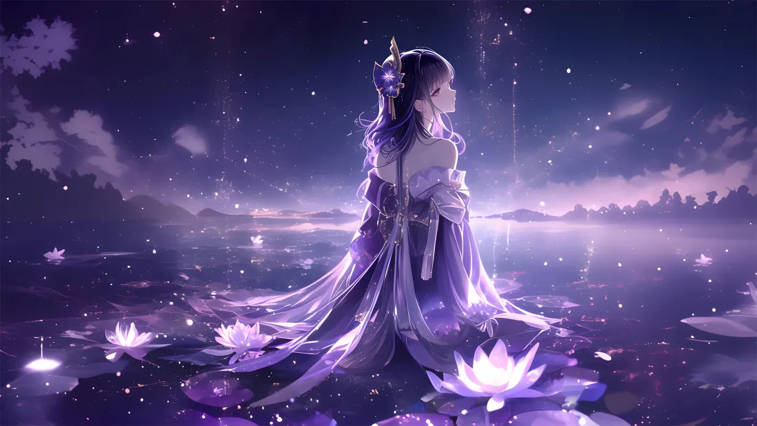4k夜景壁纸 - 星空 - 水面 - 梦幻「哲风壁纸」