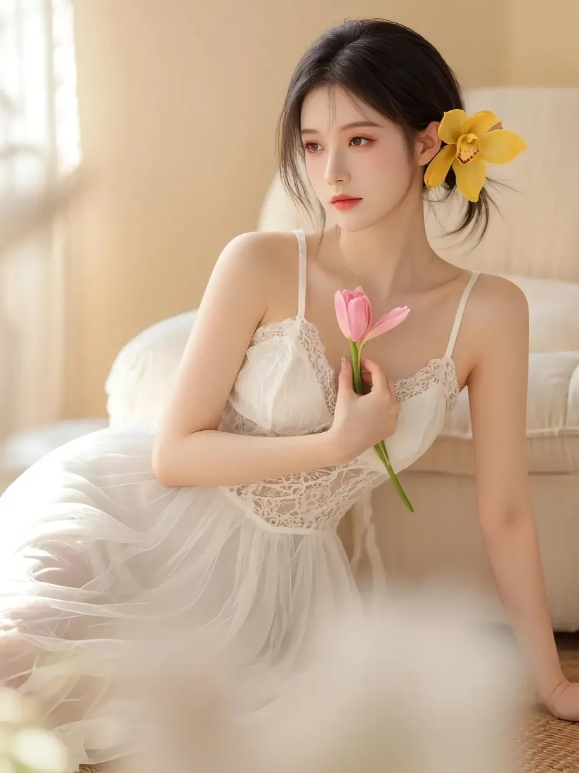 白衣美女手机壁纸|室内背景图片 - 花饰「哲风壁纸」 白衣美女手机壁纸|室内背景图片 - 花饰「哲风壁纸」