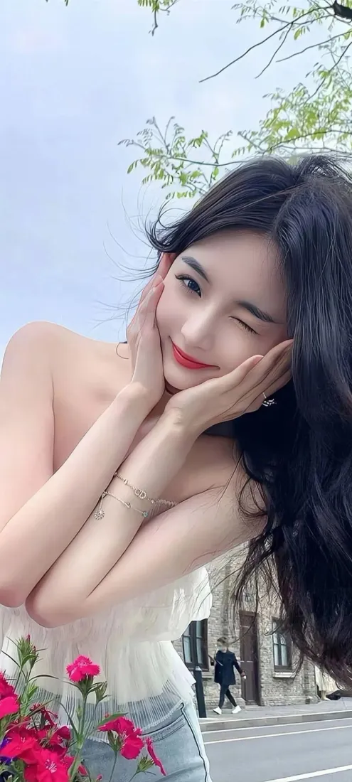 美女手机壁纸｜户外背景图片 - 粉色花烂漫「哲风壁纸」