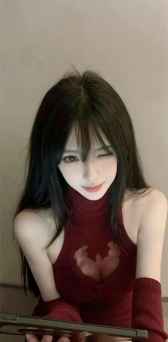 红衣美女手机壁纸｜室内背景图片 - Ios「哲风壁纸」