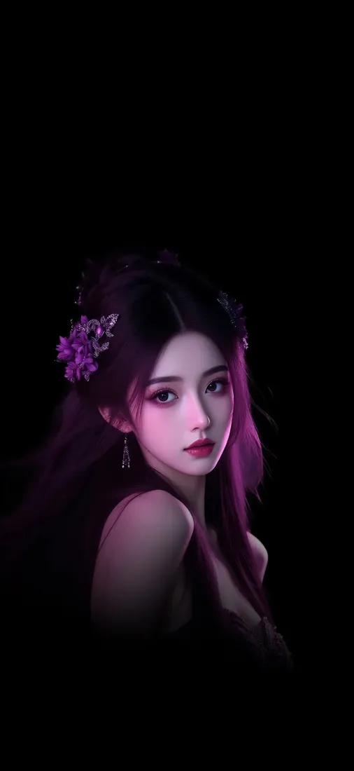 长发美女手机壁纸|紫色花朵背景图片 - 古风「哲风壁纸」 长发美女手机壁纸|紫色花朵背景图片 - 古风「哲风壁纸」