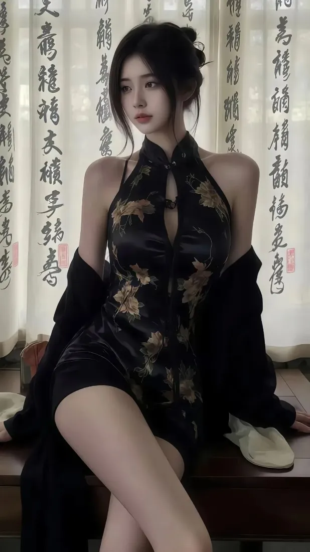 旗袍美女手机壁纸|古风背景图片 - 黑色旗袍「哲风壁纸」 旗袍美女手机壁纸|古风背景图片 - 黑色旗袍「哲风壁纸」