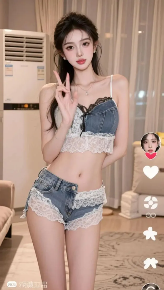 美女手机壁纸|居家背景图片 - 牛仔吊带蕾丝短裤「哲风壁纸」 美女手机壁纸|居家背景图片 - 牛仔吊带蕾丝短裤「哲风壁纸」