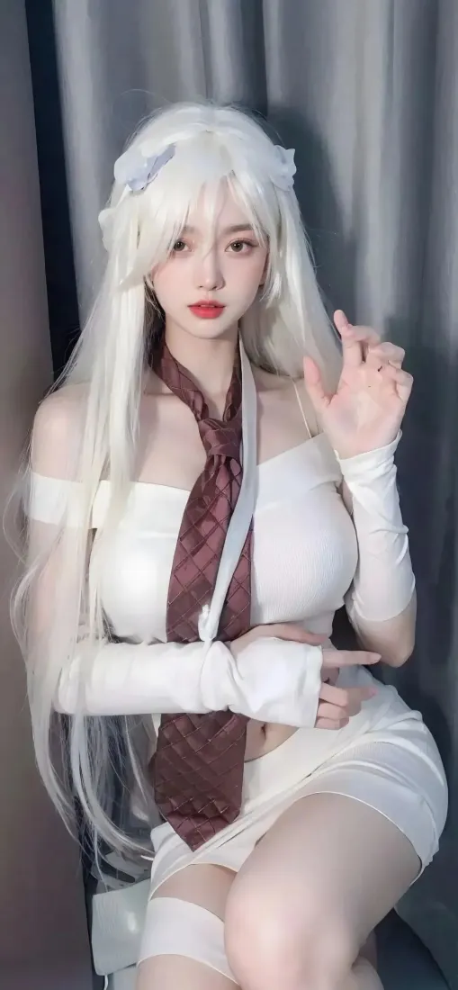 白发美女cosplay手机壁纸|绷带装背景图 - 室内风格「哲风壁纸」 白发美女cosplay手机壁纸|绷带装背景图 - 室内风格「哲风壁纸」