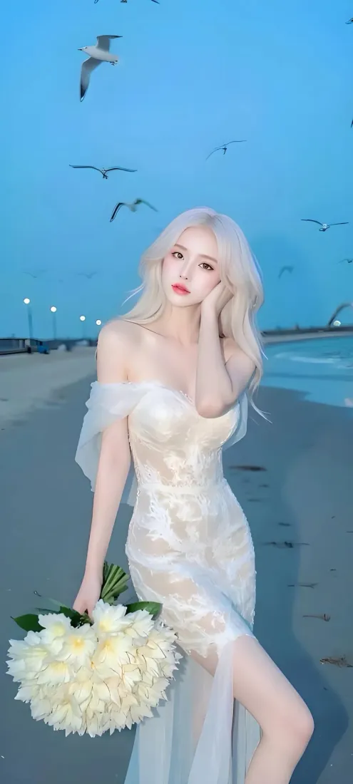 金发美女手机壁纸|海滩背景图片 - 白色礼服「哲风壁纸」 金发美女手机壁纸|海滩背景图片 - 白色礼服「哲风壁纸」