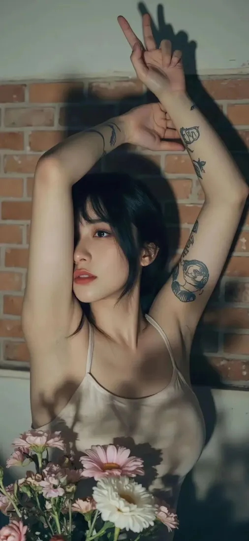 美女手机壁纸|砖墙花背景图片 - 纹身吊带短发「哲风壁纸」 美女手机壁纸|砖墙花背景图片 - 纹身吊带短发「哲风壁纸」
