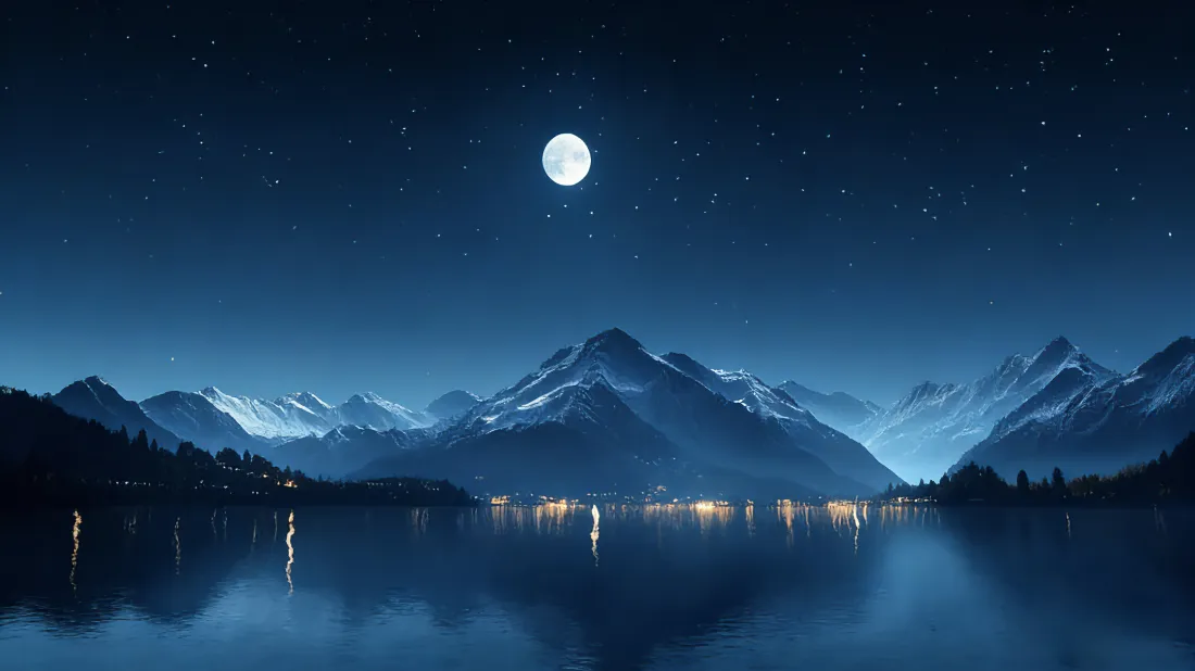 3k月光山水夜景壁纸|雪山湖泊背景图片 - 山川倒影星空「哲风壁纸」 3k月光山水夜景壁纸|雪山湖泊背景图片 - 山川倒影星空「哲风壁纸」
