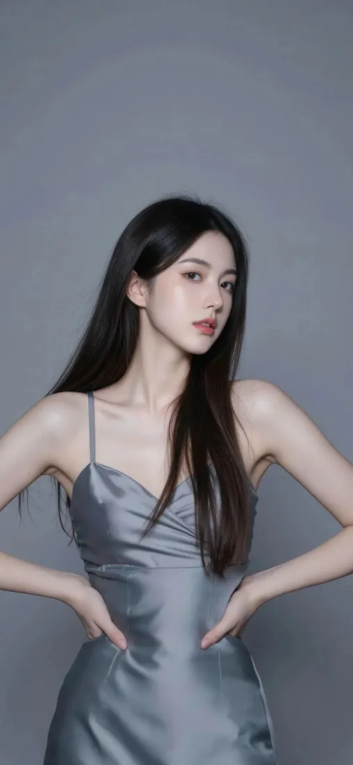 长发美女灰色礼服手机壁纸|灰色背景 - 气质穿搭「哲风壁纸」 长发美女灰色礼服手机壁纸|灰色背景 - 气质穿搭「哲风壁纸」