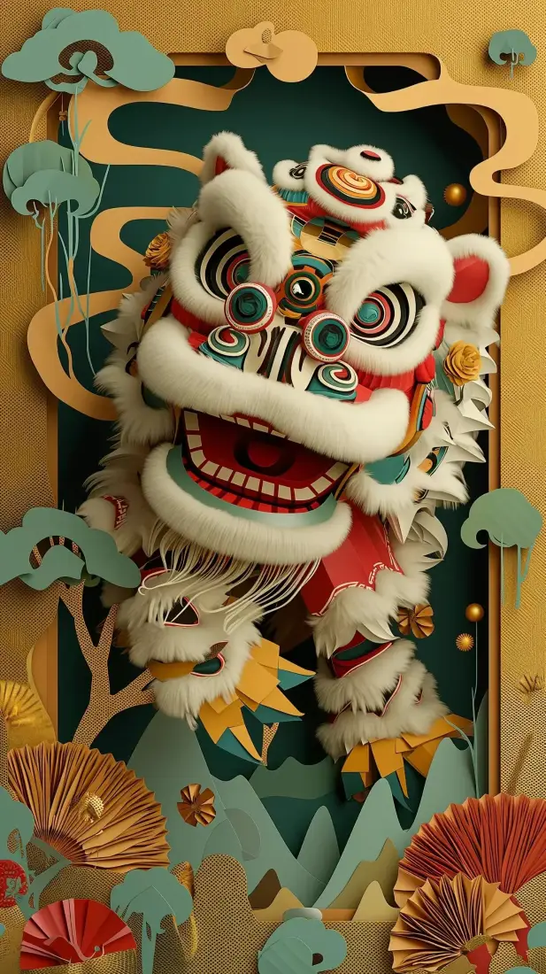 舞狮手机壁纸|中国风背景图片 - 纸艺民俗装饰「哲风壁纸」 舞狮手机壁纸|中国风背景图片 - 纸艺民俗装饰「哲风壁纸」
