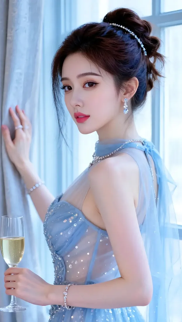 蓝色礼服美女手机壁纸|室内背景图片 - 香槟杯「哲风壁纸」 蓝色礼服美女手机壁纸|室内背景图片 - 香槟杯「哲风壁纸」
