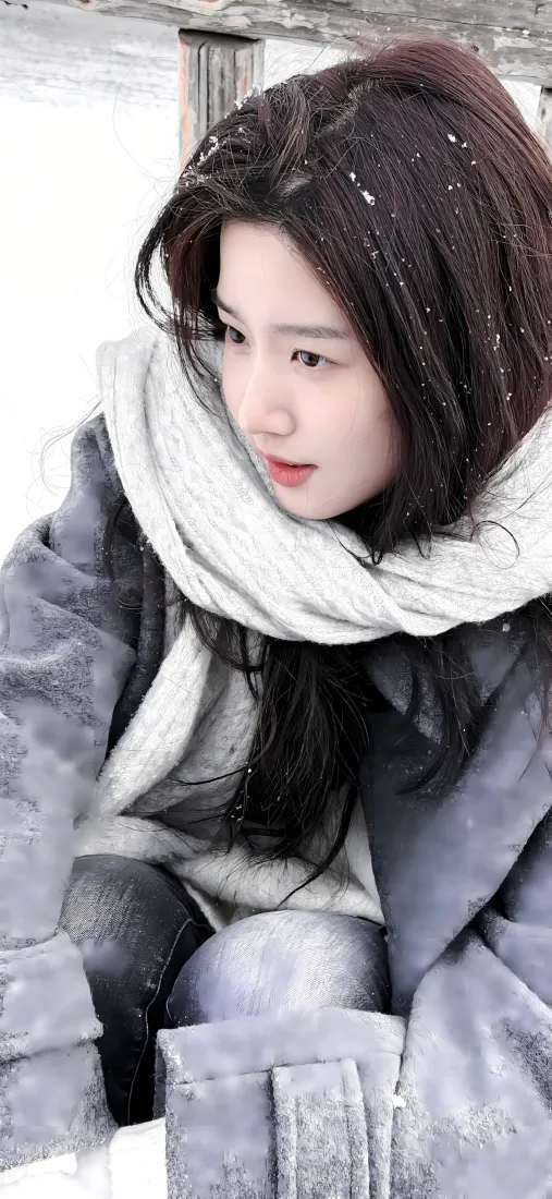 卢昱晓手机壁纸｜雪地背景图片 - 冬日穿搭雪景「哲风壁纸」