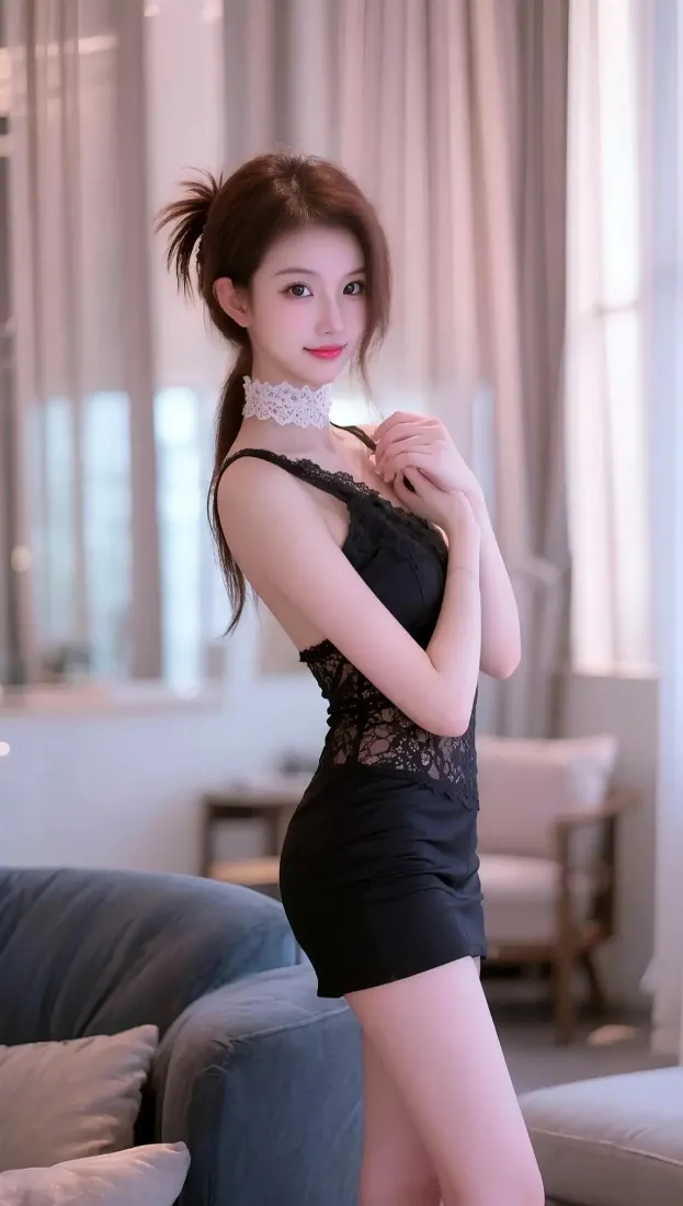 (黑衣美女短裙手机壁纸|室内沙发背景图片 - 性感迷人)「哲风壁纸」 (黑衣美女短裙手机壁纸|室内沙发背景图片 - 性感迷人)「哲风壁纸」