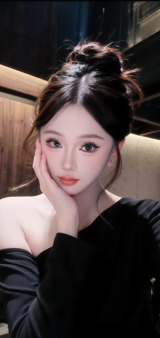 黑衣丸子头美女手机壁纸|深景背景 - 精致妆容「哲风壁纸」 黑衣丸子头美女手机壁纸|深景背景 - 精致妆容「哲风壁纸」
