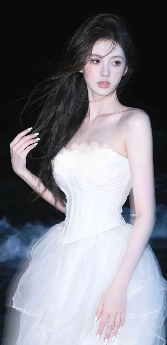 白色礼服美女手机壁纸|夜景背景 - 暗黑氛围「哲风壁纸」 白色礼服美女手机壁纸|夜景背景 - 暗黑氛围「哲风壁纸」