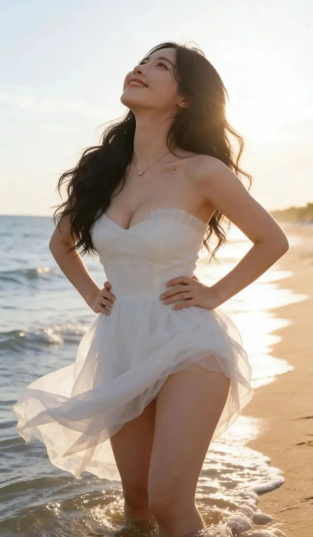 白衣美女手机壁纸|海边背景图 - 夕阳沙滩海浪「哲风壁纸」 白衣美女手机壁纸|海边背景图 - 夕阳沙滩海浪「哲风壁纸」