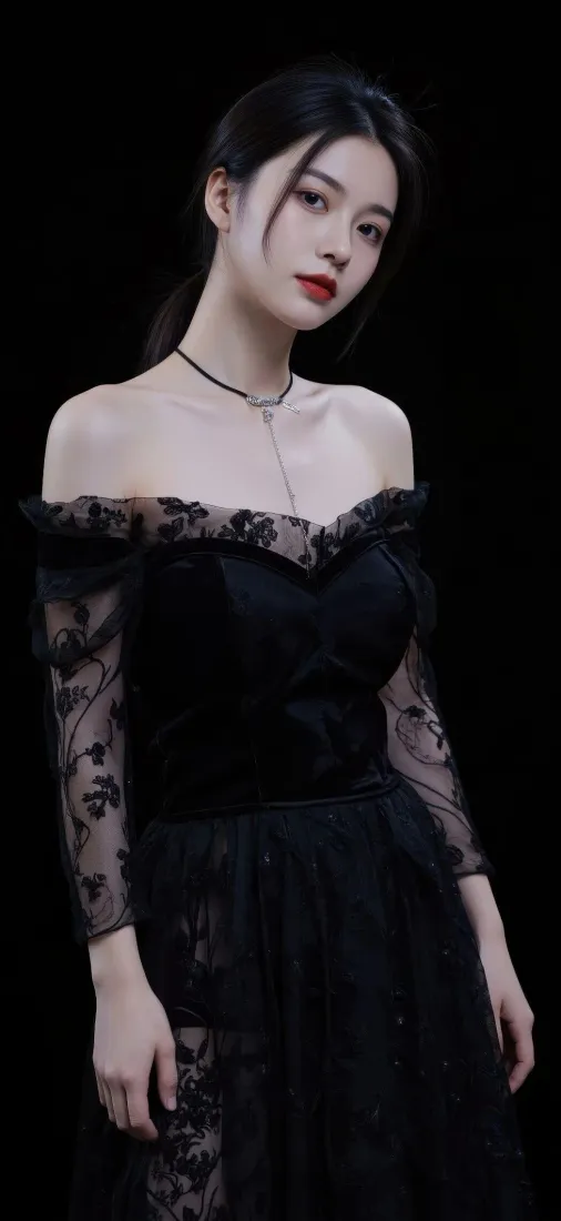 黑衣美女手机壁纸|黑色蕾丝裙背景图片 - 红唇项链「哲风壁纸」 黑衣美女手机壁纸|黑色蕾丝裙背景图片 - 红唇项链「哲风壁纸」