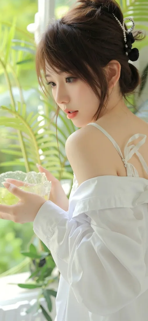 白衣少女手机壁纸|绿植背景图片 - 清新夏日窗台「哲风壁纸」 白衣少女手机壁纸|绿植背景图片 - 清新夏日窗台「哲风壁纸」