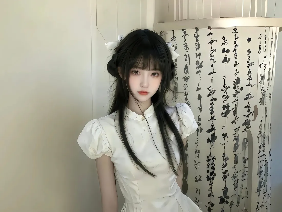 2k国风少女壁纸|书法背景图片 - 白色旗袍裙「哲风壁纸」 2k国风少女壁纸|书法背景图片 - 白色旗袍裙「哲风壁纸」