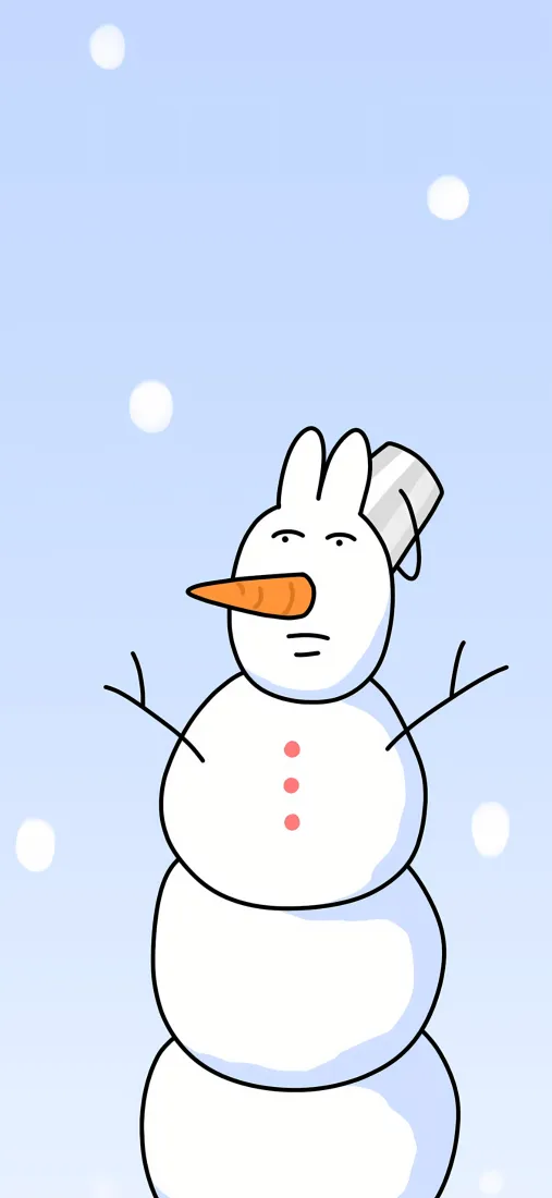 雪人手机壁纸｜浅蓝色背景图片 - 粉红兔雪人「哲风壁纸」