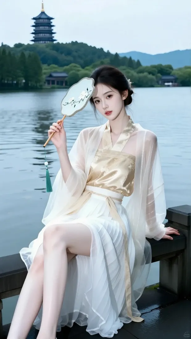 古风美女手机壁纸|湖泊山水背景 - 汉服团扇「哲风壁纸」 古风美女手机壁纸|湖泊山水背景 - 汉服团扇「哲风壁纸」