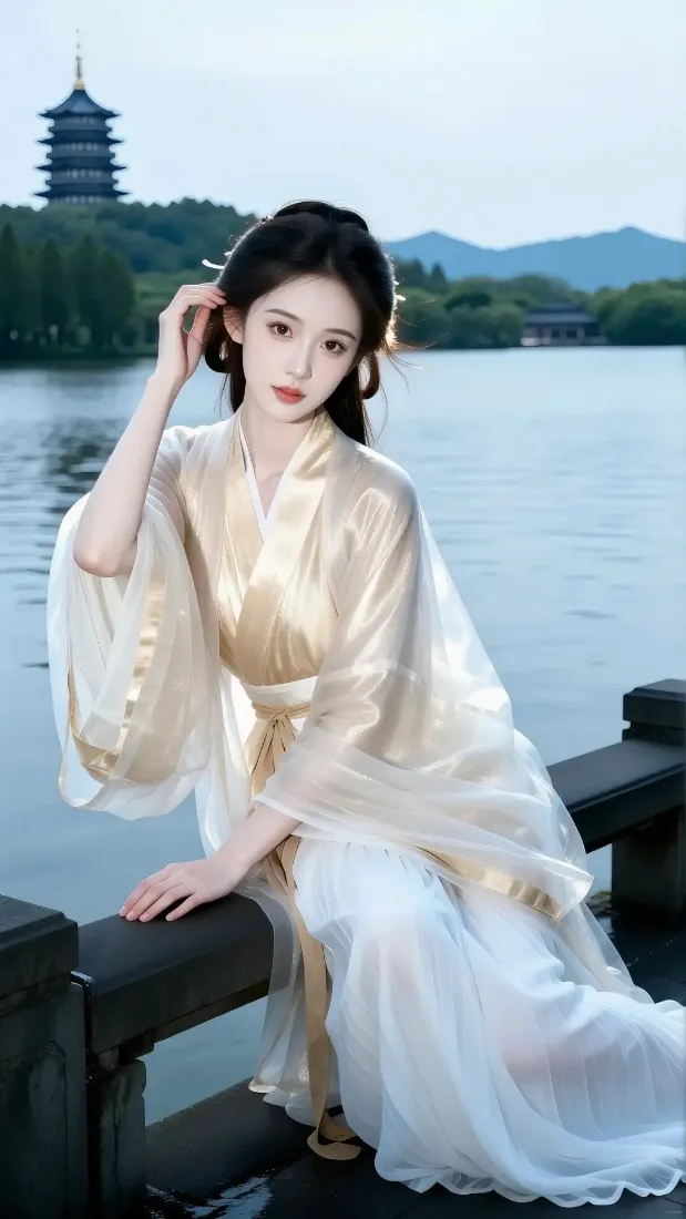 古风美女手机壁纸｜西湖背景图片 - 汉服美人「哲风壁纸」