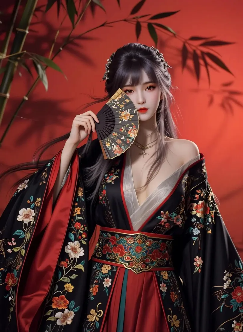 古风美女手机壁纸|红色背景图片 - 折扇国风服饰「哲风壁纸」 古风美女手机壁纸|红色背景图片 - 折扇国风服饰「哲风壁纸」
