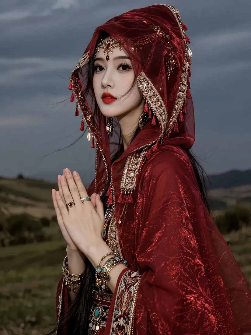 红衣民族风美女手机壁纸|草原背景图片 - 异域风情「哲风壁纸」 红衣民族风美女手机壁纸|草原背景图片 - 异域风情「哲风壁纸」