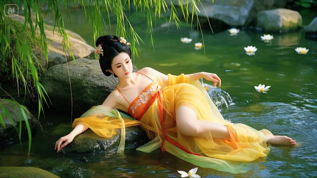 古典美女手机壁纸|水边背景图片 - 黄色古装荷花「哲风壁纸」 古典美女手机壁纸|水边背景图片 - 黄色古装荷花「哲风壁纸」