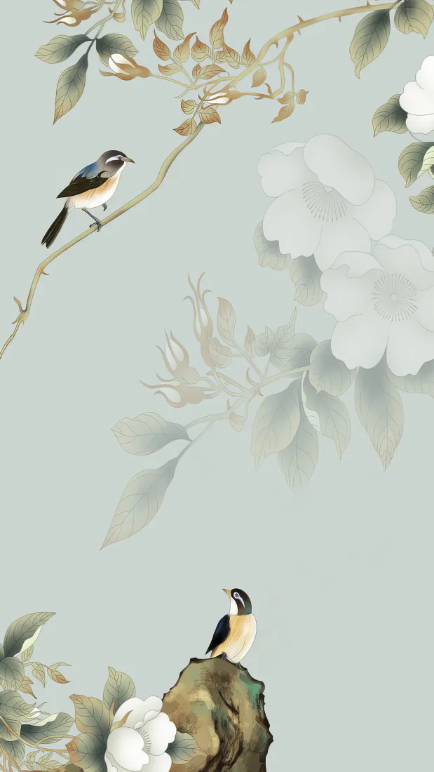 国风花鸟手机壁纸|浅蓝背景图片 - 工笔花鸟插画「哲风壁纸」 国风花鸟手机壁纸|浅蓝背景图片 - 工笔花鸟插画「哲风壁纸」