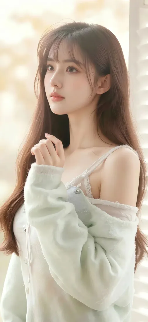 长发美女手机壁纸|浅绿色背景图片 - 窗边温柔「哲风壁纸」 长发美女手机壁纸|浅绿色背景图片 - 窗边温柔「哲风壁纸」