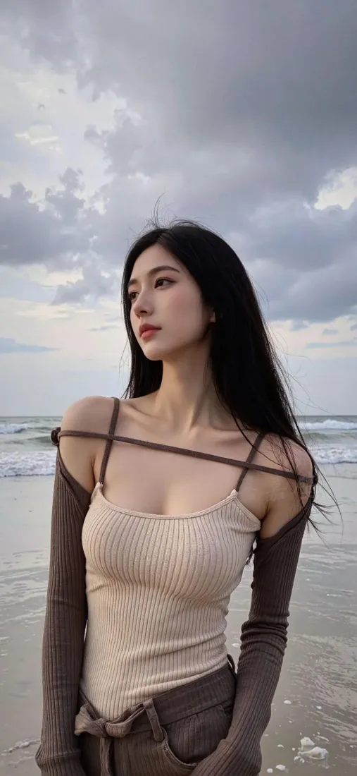 海边美女手机壁纸|沙滩背景图 - 阴天海景「哲风壁纸」 海边美女手机壁纸|沙滩背景图 - 阴天海景「哲风壁纸」