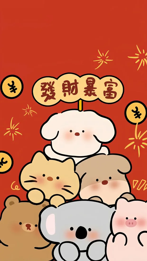 线条狗手机壁纸|春节背景图片 - 发财暴富萌宠「哲风壁纸」 线条狗手机壁纸|春节背景图片 - 发财暴富萌宠「哲风壁纸」